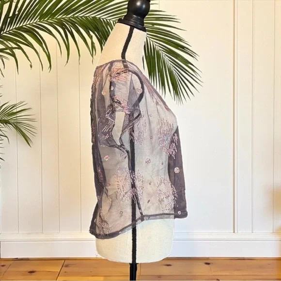 Forever 21 XXI Sheer Glitter Mesh Top - Size Small - Picture 2 of 11